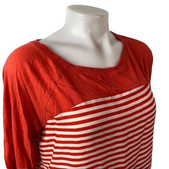 Express Coral Striped Top 3/4 Sleeve Top Shirt Size M - Picture 9 of 10